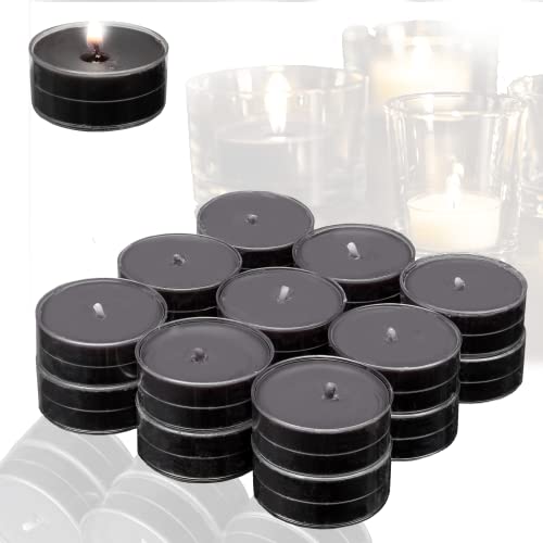 Candelo - Juego de 18 velas aromáticas de ambiente (aroma de rosa negra, velas de té negras, en funda de plástico, 3,8 x 1,7 cm, 4 horas de combustión)