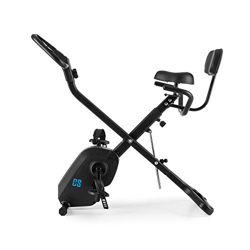 Capital Sports Azura - Bicicletas estaticas, Bicicleta estatica con pulsómetro en Manillar, Bici estatica Plegable, Rotor de 4 kg, 7 Niveles de Altura, hasta 120 kg, 8 Niveles Resistencia, Negro