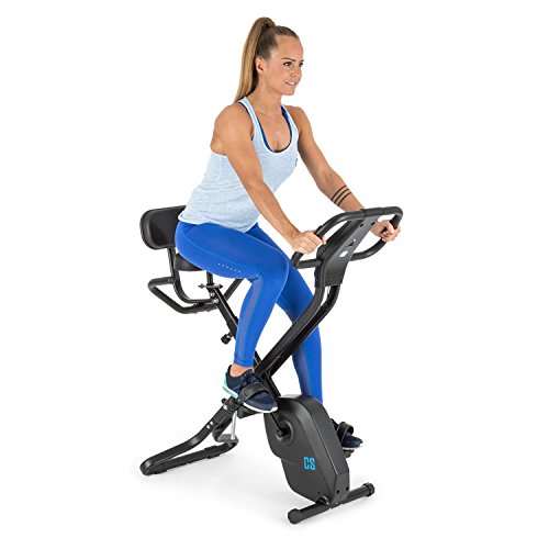 Capital Sports Azura - Bicicletas estaticas, Bicicleta estatica con pulsómetro en Manillar, Bici estatica Plegable, Rotor de 4 kg, 7 Niveles de Altura, hasta 120 kg, 8 Niveles Resistencia, Negro