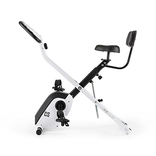 CAPITAL SPORTS Azura X2 - bicicletas estaticas, Bicicleta estática, Pulsómetro, bici estatica plegable, Rotor de 4 kg, 7 niveles de altura, Peso máx. 120 kg, 8 niveles resistencia, Respaldo, Blanco