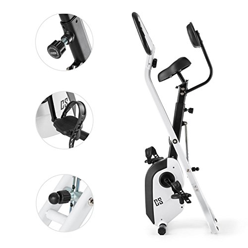 CAPITAL SPORTS Azura X2 - bicicletas estaticas, Bicicleta estática, Pulsómetro, bici estatica plegable, Rotor de 4 kg, 7 niveles de altura, Peso máx. 120 kg, 8 niveles resistencia, Respaldo, Blanco