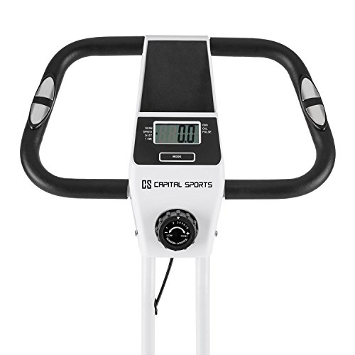 CAPITAL SPORTS Azura X2 - bicicletas estaticas, Bicicleta estática, Pulsómetro, bici estatica plegable, Rotor de 4 kg, 7 niveles de altura, Peso máx. 120 kg, 8 niveles resistencia, Respaldo, Blanco