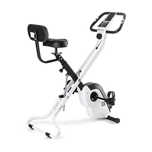 CAPITAL SPORTS Azura X2 - bicicletas estaticas, Bicicleta estática, Pulsómetro, bici estatica plegable, Rotor de 4 kg, 7 niveles de altura, Peso máx. 120 kg, 8 niveles resistencia, Respaldo, Blanco