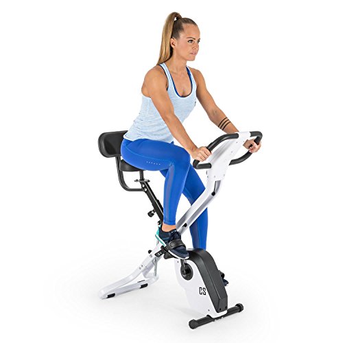 CAPITAL SPORTS Azura X2 - bicicletas estaticas, Bicicleta estática, Pulsómetro, bici estatica plegable, Rotor de 4 kg, 7 niveles de altura, Peso máx. 120 kg, 8 niveles resistencia, Respaldo, Blanco