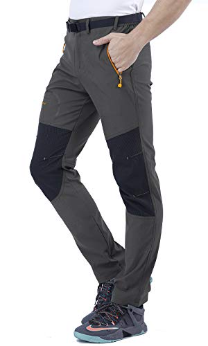 CARETOO Pantalón Deportivo con Cremallera y cinturón para Senderismo, Funcional, Trekking, Outdoor, Engrosado, Transpirable, de Secado rápido, Cortaviento y abrigado