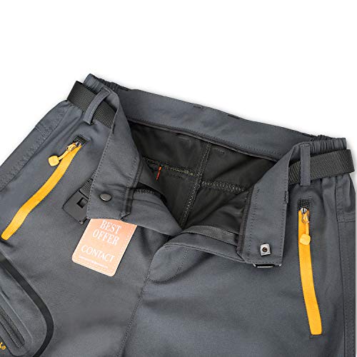 CARETOO Pantalón Deportivo con Cremallera y cinturón para Senderismo, Funcional, Trekking, Outdoor, Engrosado, Transpirable, de Secado rápido, Cortaviento y abrigado