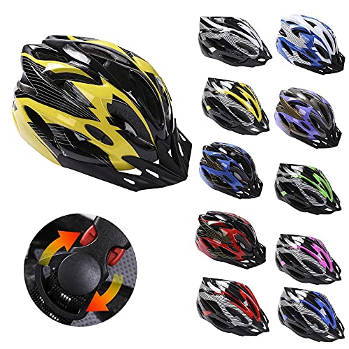 Casco de Bicicleta, Casco de Bicicleta de Montaña Casco de Bicicleta para Adultos Ajustable con Visera Extraíble para Bicicleta MTB City Specialized Casco de Bicicleta para Hombres y Mujeres Amarillo