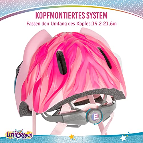 Casco de bicicleta infantil con diseño de unicornio, de seguridad ajustable, para niños de 3 a 8 años, para niños y niñas, con certificado CE (49 a 55 cm), color rosa