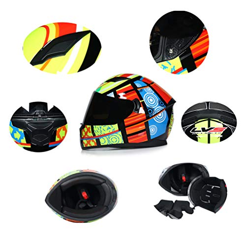 Casco de Moto, Casco de Cara Completa Modular para Adolescentes Flip Up Doble Visera Protector Solar, Pintura de Personalidad Bicicleta Four Seasons Motorcycle Racing Helmet,Dragon,L