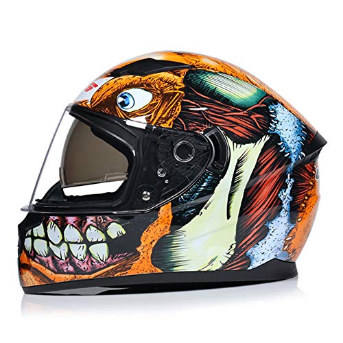 Casco de Moto, Casco de Cara Completa Modular para Adolescentes Flip Up Doble Visera Protector Solar, Pintura de Personalidad Bicicleta Four Seasons Motorcycle Racing Helmet,Dragon,L