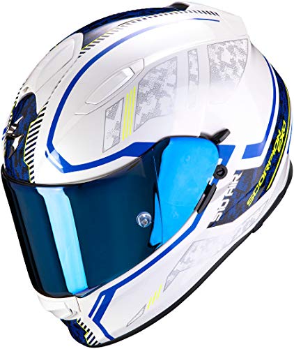 Casco de moto Scorpion EXO-510 AIR Occulta Pearl White-Blue, Blanco/Azul, S