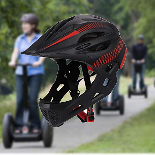 Casco Helmet Loop Barbilla con luz Trasera para Montar Casco de Bicicleta Desmontable Unisex niños al Aire Libre Seguro Cara Completa Ciclismo protección Equilibrio Bicicleta-Verde Negro_China