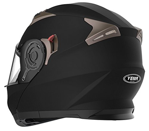 Casco Moto Modular ECE Homologado - YEMA YM-925 Casco de Moto Integral Scooter para Mujer Hombre Adultos con Doble Visera-Negro Mate-L