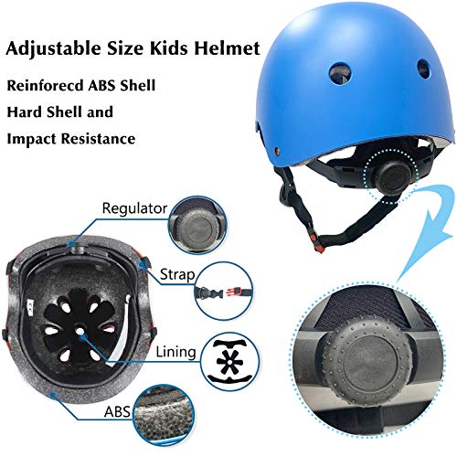 Casco para niños y niñas Casco cómodo Ajustable de Seguridad para patineta, patineta, Bicicleta (3-8 años) (Blue, S(3-8years Old))