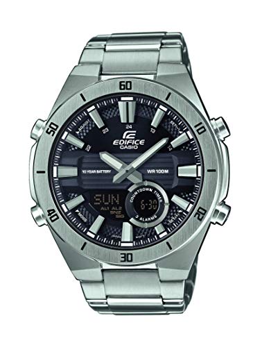 Casio EDIFICE Reloj en caja sólida, 10 BAR, Negro, para Hombre, con Correa de Acero inoxidable, ERA-110D-1AVEF