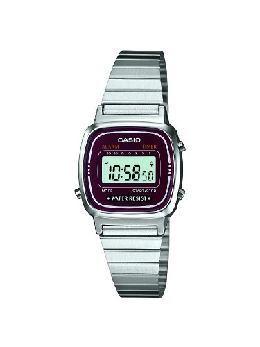Casio LA670WEA-4EF - Reloj Digital de Cuarzo para Mujer con Correa de Acero Inoxidable, Color Plateado