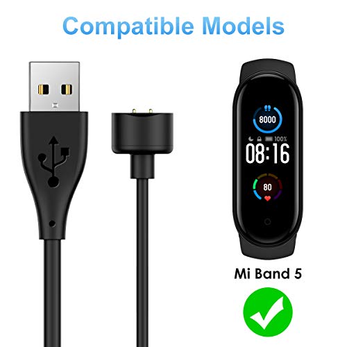 CAVN Cargador Compatible con Xiaomi Mi Band 6/Amazfit Band 5/Xiaomi Mi Band 5 Cargador, (2 Pack) Cables de Carga USB de Repuesto Adaptador de Cargador de Base Compatible con mi Band 6