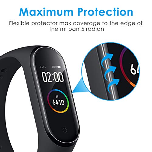 CAVN Protector de pantalla compatible con Xiaomi Mi Band 5/Mi Band 6, 6 Pack cobertura completa flexible protector de pantalla Soft HD TPU Clear para Xiaomi Band 6