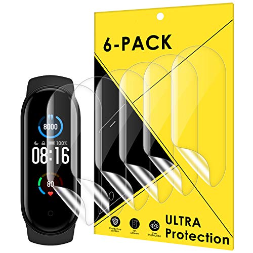 CAVN Protector de pantalla compatible con Xiaomi Mi Band 5/Mi Band 6, 6 Pack cobertura completa flexible protector de pantalla Soft HD TPU Clear para Xiaomi Band 6