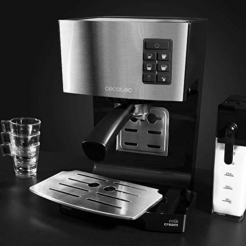 Cecotec Power Instant-ccino Cafetera Express Semiautomática, Tanque de Leche, Cappuccino en un Solo Paso, 20 Bares de Presión y Sistema Thermoblock, Inox