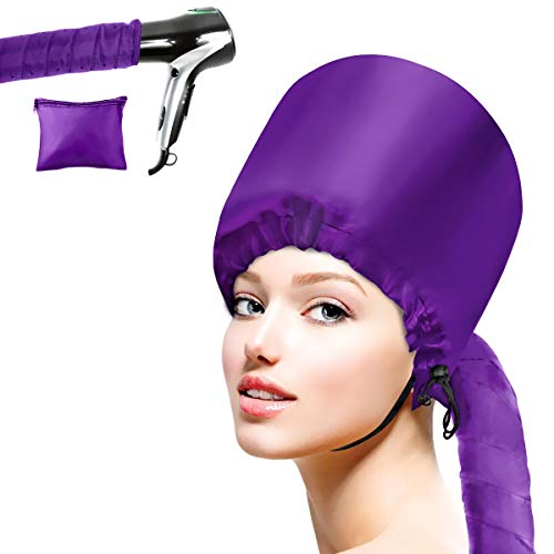 Cestmall Gorra de Secado de Pelo ortátil, Accesorio del Secador De Pelo De Bonnet Capucha Haircare Salon Secador de pelo Sombrero Accesorios para Mujeres Chicas (purple)
