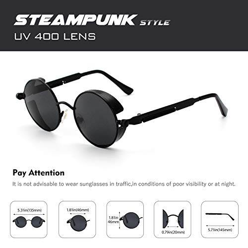 CGID E72 Steampunk estilo retro inspirado círculo metálico redondo gafas de sol polarizadas para hombres