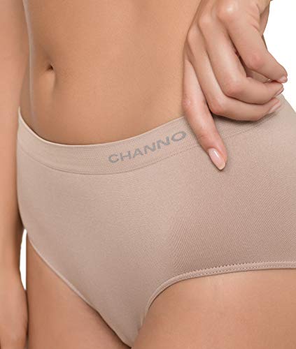 Channo Pack de 6 Bragas Clásicas Básicas Mujer de Licra sin Costuras Efecto Invisible Midi Altas Color Liso. Surtido L