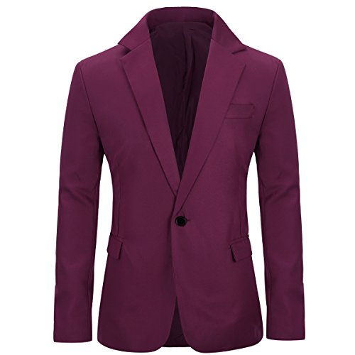 Chaquetas de Traje Casual para Hombre Chaqueta Slim Fit Trajes de un botón Abrigo Chaqueta Casual sólida Tops