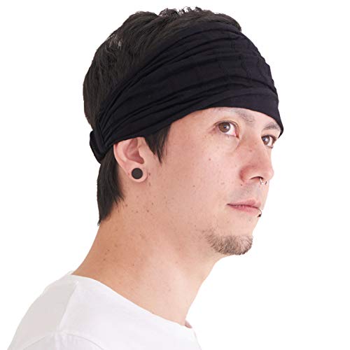 CHARM Diadema De Algodón Suave Unisex - Bandas Para Quimioterapia, Boho Headband Ancha Japonesa Negro