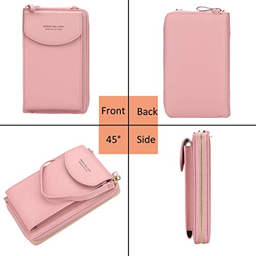 CheChury Bandolera Móvil,Pequeño Bolso para Mujer de Cuero de la PU del Teléfono Celular Crossbody Phone Wallet Bolsa con Cremallera Bandolera Monedero con Ranuras para Tarjeta