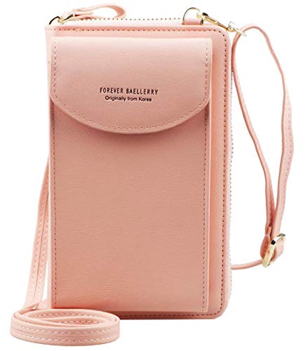 CheChury Bandolera Móvil,Pequeño Bolso para Mujer de Cuero de la PU del Teléfono Celular Crossbody Phone Wallet Bolsa con Cremallera Bandolera Monedero con Ranuras para Tarjeta