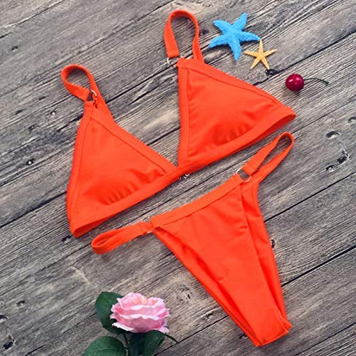 CheChury Bikini Mujer Conjuntos Brasileño Sexy Tanga Mujer Playa Ropa de Baño Traje de Baño Sexy Bañador de Baño Tops y Braguitas 2 Piezas Verano