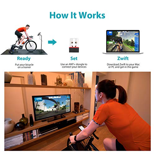 CHILEAF Ant + Receptor de Datos del Juego Deportivo de Ciclismo para Zwift, TacX, Garmin Forerunner 310XT,910XT,60,405,405CX,410,610 RC402