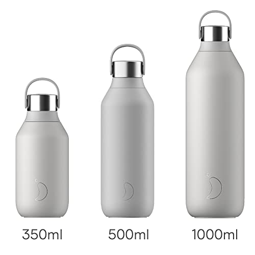 Chilly's Serie 2 Botella de Agua - Acero Inoxidable Reutilizable sin BPA - A Prueba de Derrames, Sin Condensacion - Granite Grey, 500ml
