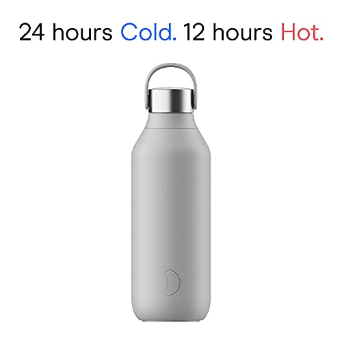 Chilly's Serie 2 Botella de Agua - Acero Inoxidable Reutilizable sin BPA - A Prueba de Derrames, Sin Condensacion - Granite Grey, 500ml
