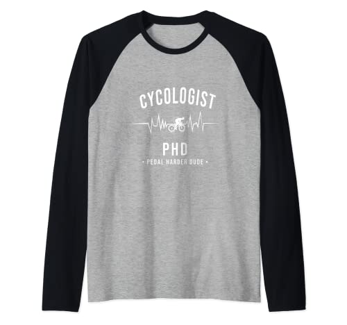 Cicólogo PHD Pedal más duro Dude Heartbeat Ciclista Camiseta Manga Raglan