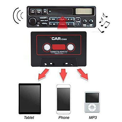 Cinta de coch, eReproductor de cassette para automóvil, Adaptador de cinta de cassette estéreo para automóvil Reproductor de CD MD MP3 MP4 a audio auxiliar de 3.5 mm para teléfono móvil