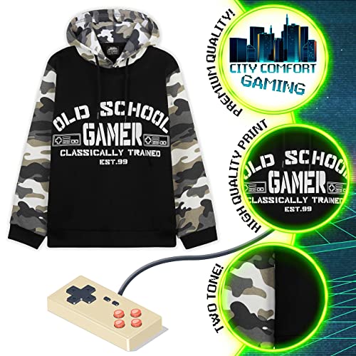 CityComfort Sudadera Niño Gamer con Capucha Regalos para Niños (Camuflaje Gris, 11-12 Años)