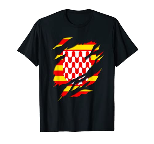 Ciudad de Gerona Bandera y Escudo Efecto 3D Camiseta