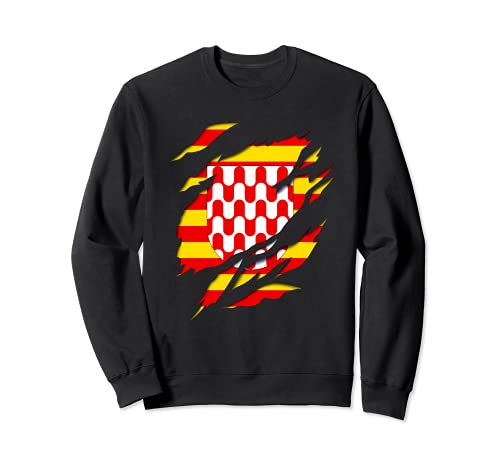 Ciudad de Gerona Bandera y Escudo Efecto 3D Sudadera