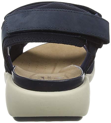 Clarks Un Bali Trek, Sandalias de Talón Abierto Mujer, Azul (Navy Combi Nbk Navy Combi Nbk), 37 EU