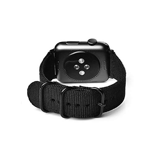 CNYMANY 20mm Banda de Reloj Balística Universal, Correa de Repuesto de Correa Tejida de Lona de Nylon Cierre de Hebilla Cierre Ajustable para Smart-Watch Sport Fitness Tracker - Negro