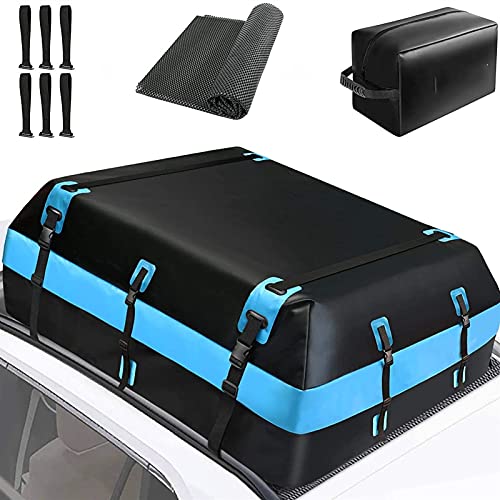 Coche Techo Maleta Techo Coche, 21 pies cúbicos Maletero Techo Coche con Bolsa de Almacenamiento y Tapete Protector, para Todos los Coches (rieles laterales/barras transversales/sin portaequipajes)