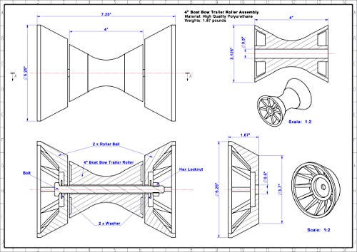 COLOFULWAY Conjunto de rodillo de campana de arco de 10,16 cm de poliuretano, eje de 1,27 cm para soporte de 4 pulgadas