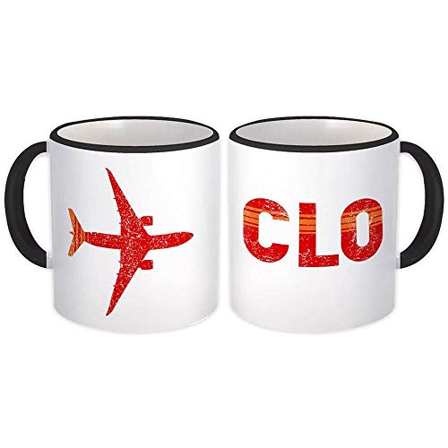 Colombia Aragón Aeropuerto Cali CLO : Taza de Regalo : Piloto de aerolínea de viaje AEROPUERTO - Blanco con mango negro