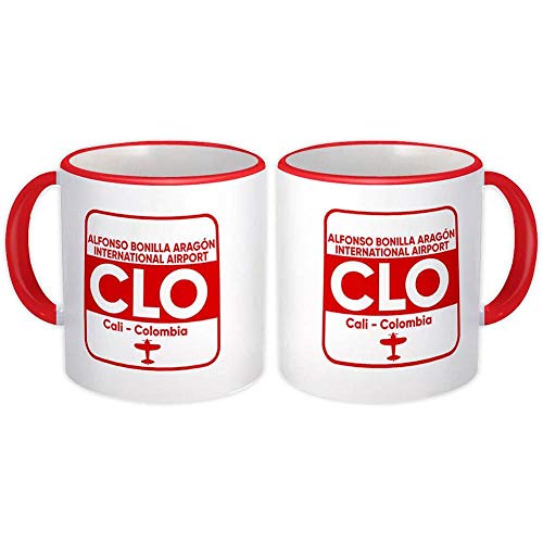 Colombia Aragón Airport Cali CLO : Gift Mug Travel Airline Pilot AIRPORT - Blanco con mango rojo