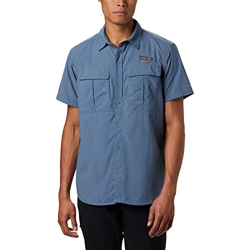 Columbia Cascades Explorer Camisa de Manga Corta, Hombre, Azul (Mountain), M