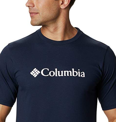 Columbia CSC Basic Logo Short Sleeve Camiseta Manga, Hombre, Collegiate Navy, White, M