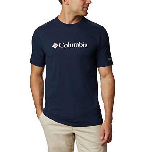 Columbia CSC Basic Logo Short Sleeve Camiseta Manga, Hombre, Collegiate Navy, White, M