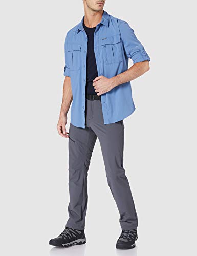 Columbia Newton Ridge Camisa de Manga Larga, Hombre, Bluestone, M
